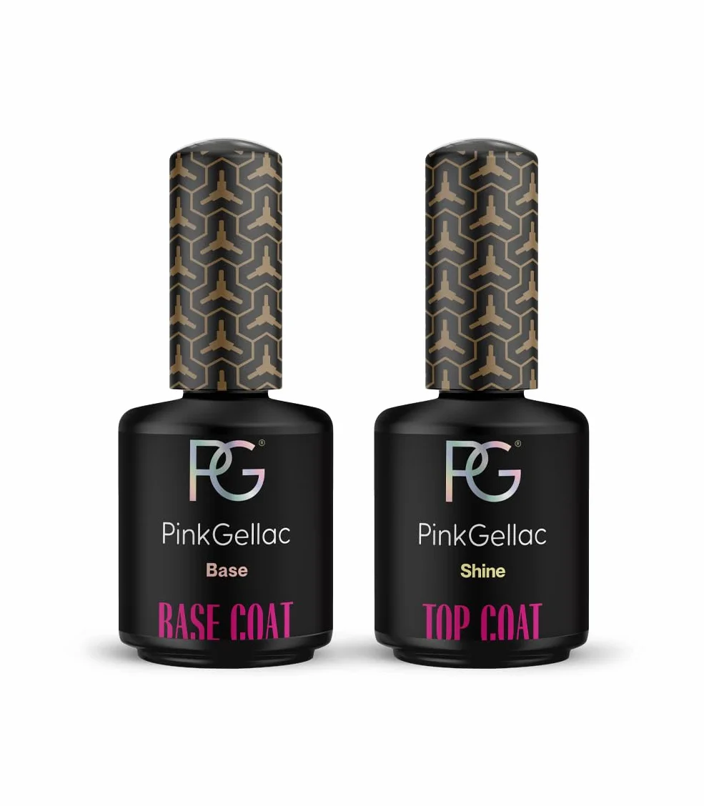 Pink Gellac Shellac Base und Top Coat Set 2 x 15 ml - Zestaw Lakierów do Paznokci UV