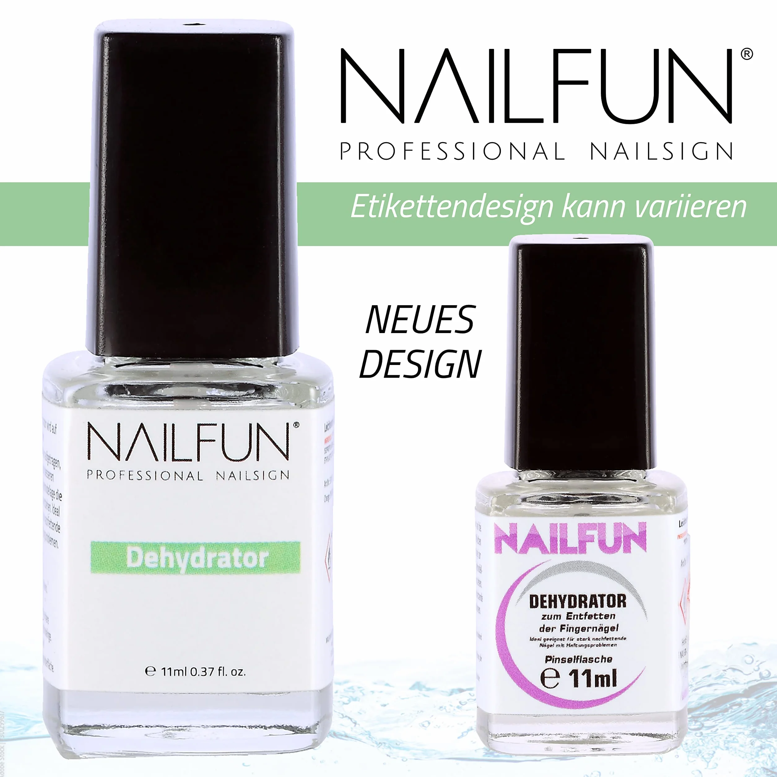 NAILFUN DEHYDRATOR [11 ml] w butelce z pędzelkiem – odtłuszczacz i osuszacz do silnie natłuszczających paznokci z problemami z przyczepnością – do modelowania paznokci [1 x 11 ml]