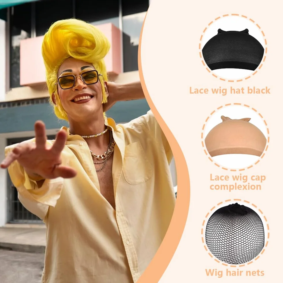 10 sztuk czapek z siatki do włosów, czapka unisex z peruką, czapka z peruką dla mężczyzn i kobiet, peruka damska, peruka wig, siatka na perukę, bald cap wig (beżowa x 4 szt., czarna x 6 szt.)