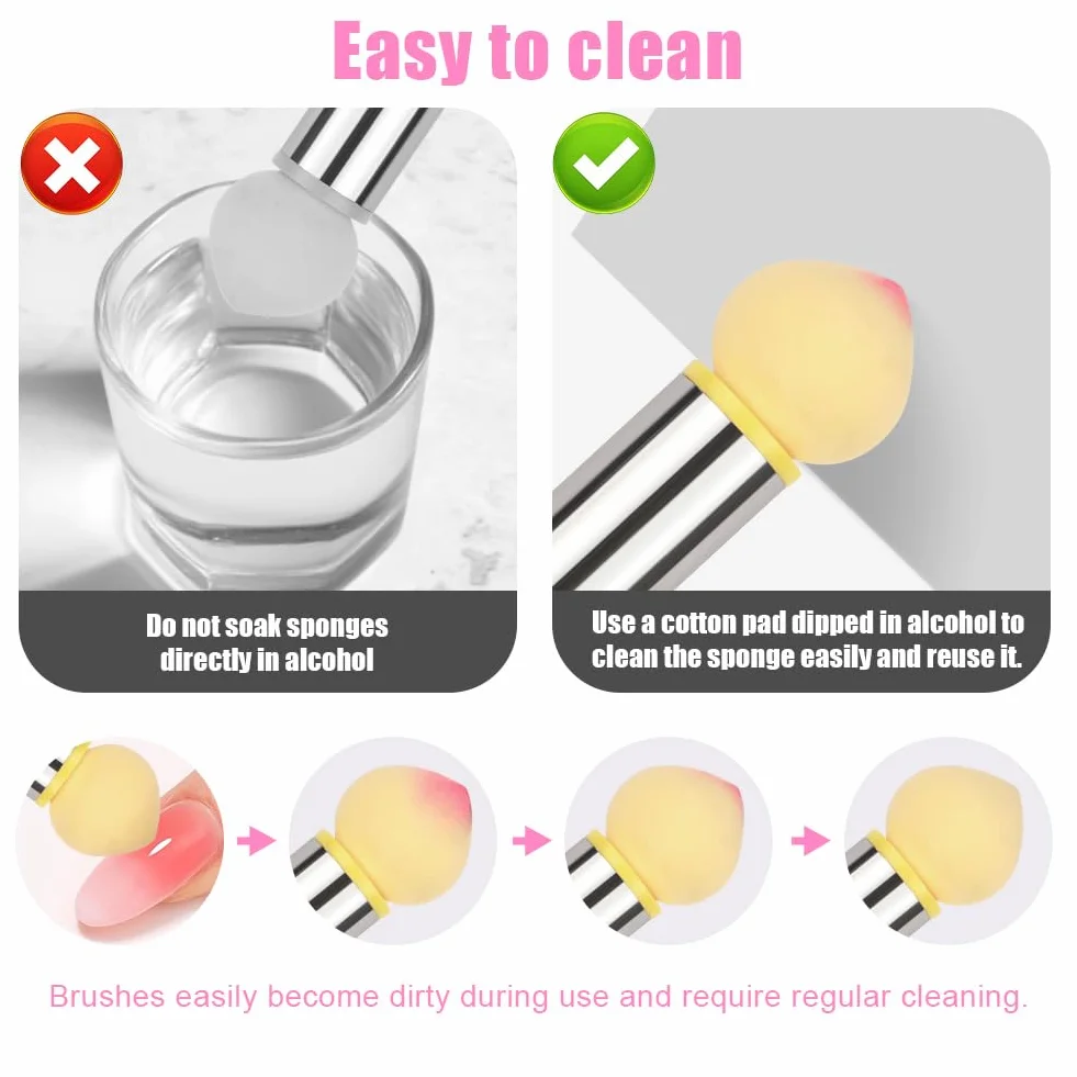 Narzędzia do renderowania paznokci, podwójna głowica Ombre Sponge Stick, gąbka do paznokci i pędzelek do kropek, aplikator gąbki, pędzel do pigmentów, aplikator pigmentowy (w zestawie 4 zapasowe)