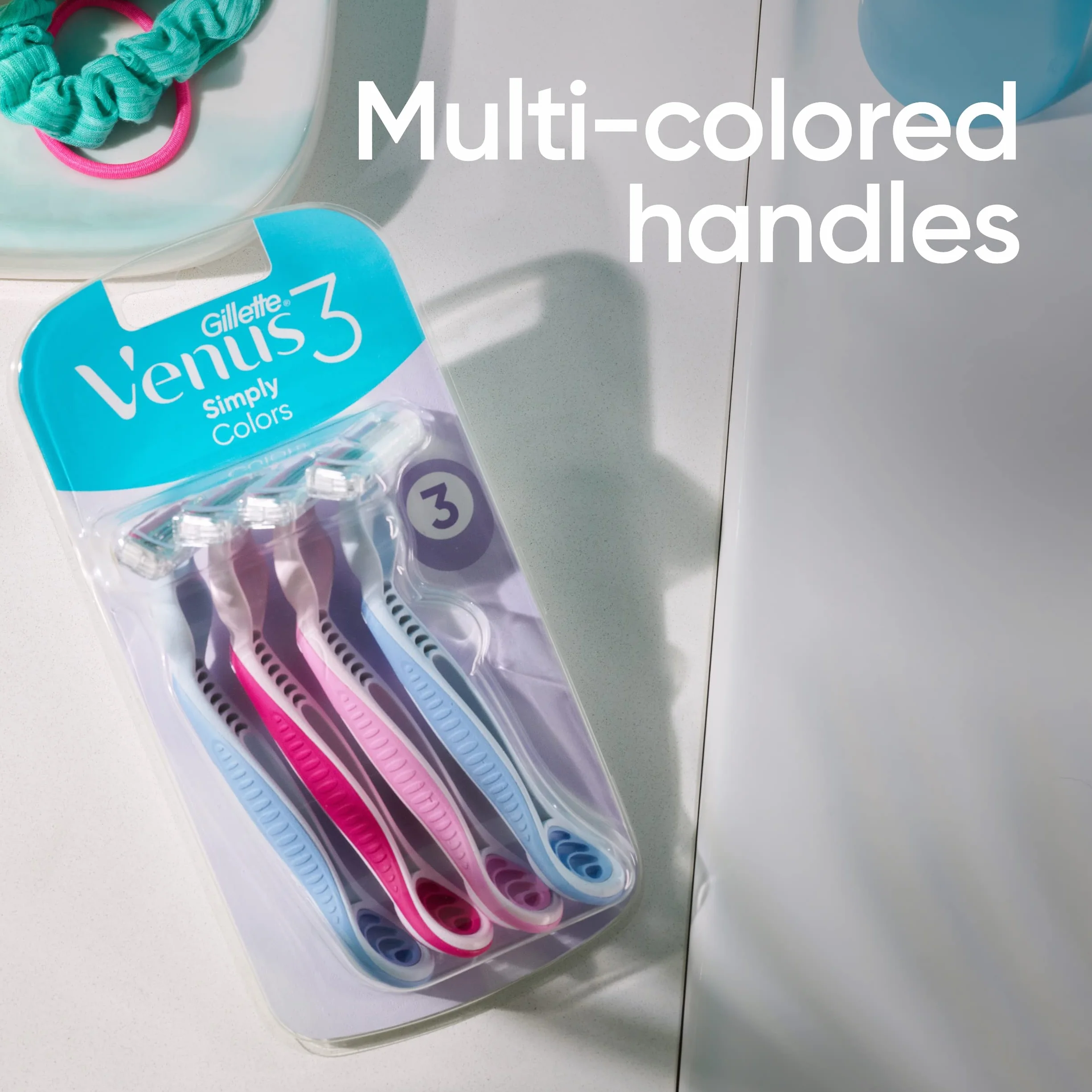 Gillette Venus3 damskie golarki jednorazowe 4 opakowanie z 3 ostrzami i paskiem nawilżającym