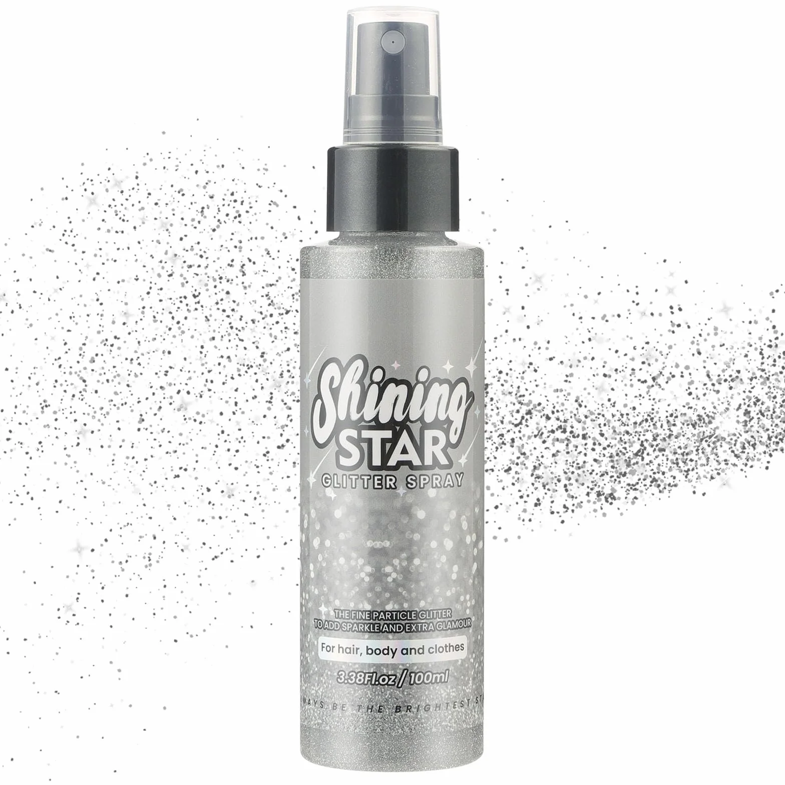 LOPHE Brokatowy Spray do Włosów i Ciała - 100 ml, Srebrny na Boże Narodzenie i Imprezę Rave (1 Sztuka)