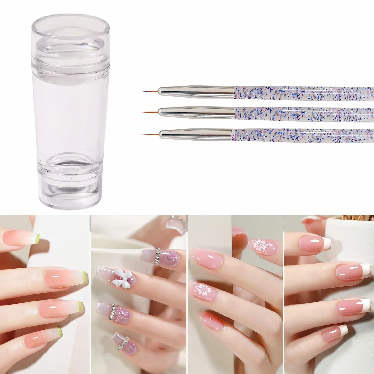 Zestaw stempli do zdobienia paznokci French Pointed Nail Stamp 3-częściowy