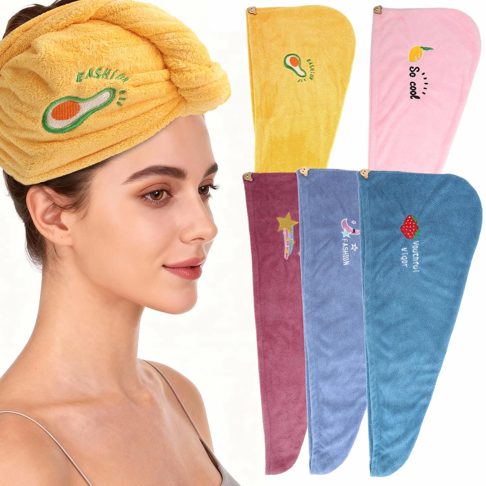 Ręczniki z mikrofibry 25x65 cm Turban do Włosów 5 sztuk