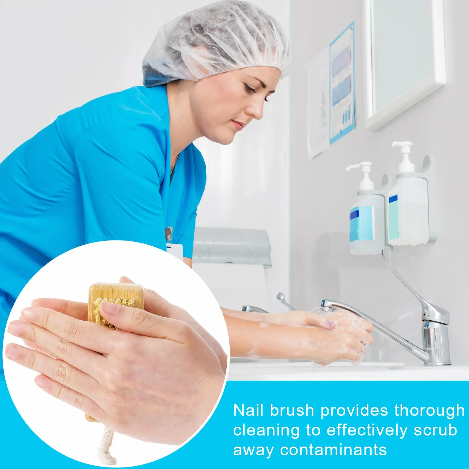 Sibba Szczotka do czyszczenia paznokci, drewniana, dwustronna, do manicure, pedicure, szorowania, czyszczenia paznokci
