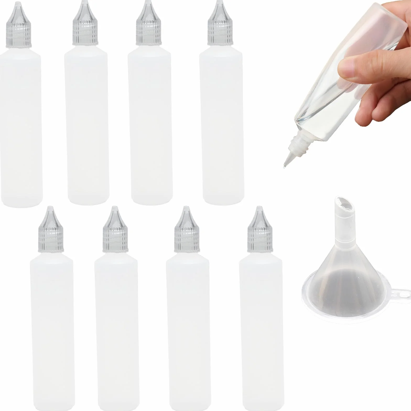 8 sztuk butelek z płynem 30 ml, butelki z kroplomierzem, puste butelki z tworzywa sztucznego, butelki dozujące, butelki plastikowe, z pokrywką, nadają się do oleju, farby, kleju i innych płynów