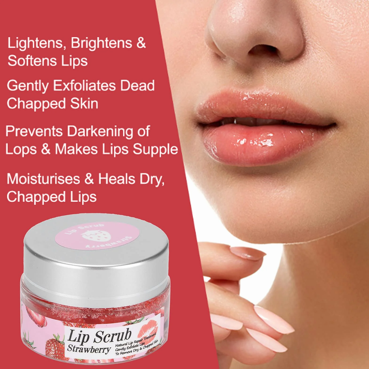 Peeling do Ust Naturalne Składniki Truskawkowe Peeling do Ust Zmiękczający Kutynę Złuszczający Fade Linie Ust Peeling do Ust 20g