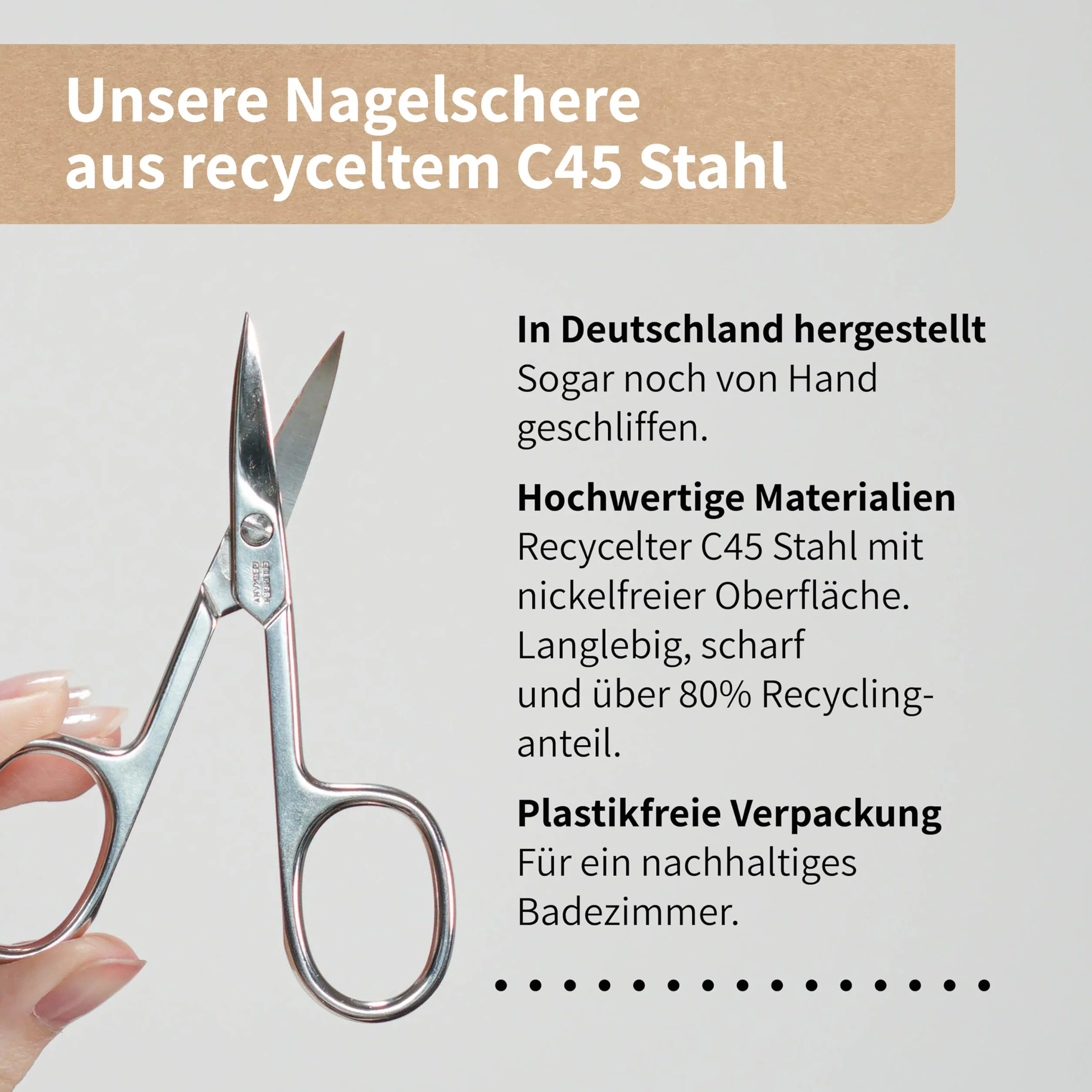 Niyok Nożyczki do paznokci Solingen z powłoką bezniklową, bardzo ostre nożyczki – profesjonalna pielęgnacja paznokci do manicure, opakowanie bez plastiku, Made in Germany