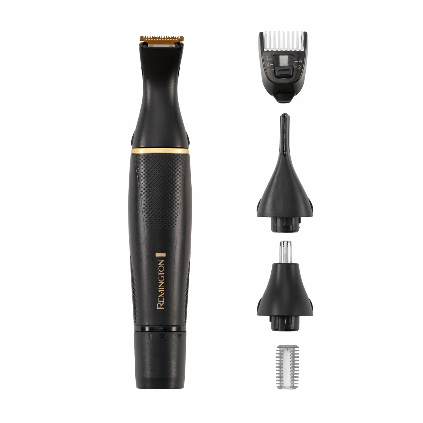 Remington trymer do brody, samoostrzące się ostrza ze stali nierdzewnej, precyzyjne ostrza, regulowany grzebień 0.5-15mm, 6 grzebieni 1.5-15mm, na sucho i mokro, wodoodporny, czarny, T-Series NE7000