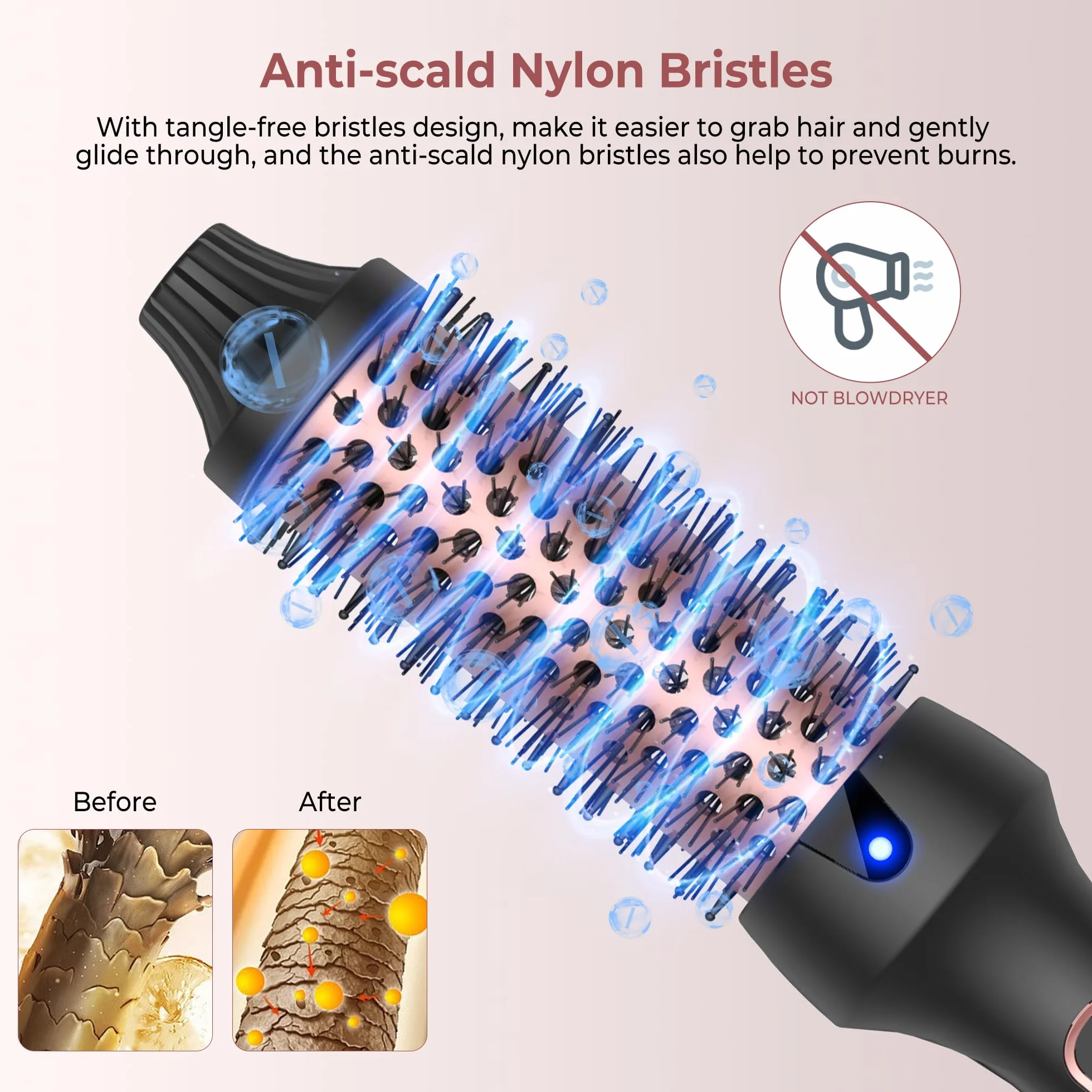 Thermal Brush LCD, jonowa szczotka termiczna, lokówka do lokówki, szczotka do stylizacji włosów, szczotka do stylizacji włosów, ciepła szczotka, prostownica do włosów, prostownica do włosów, okrągła