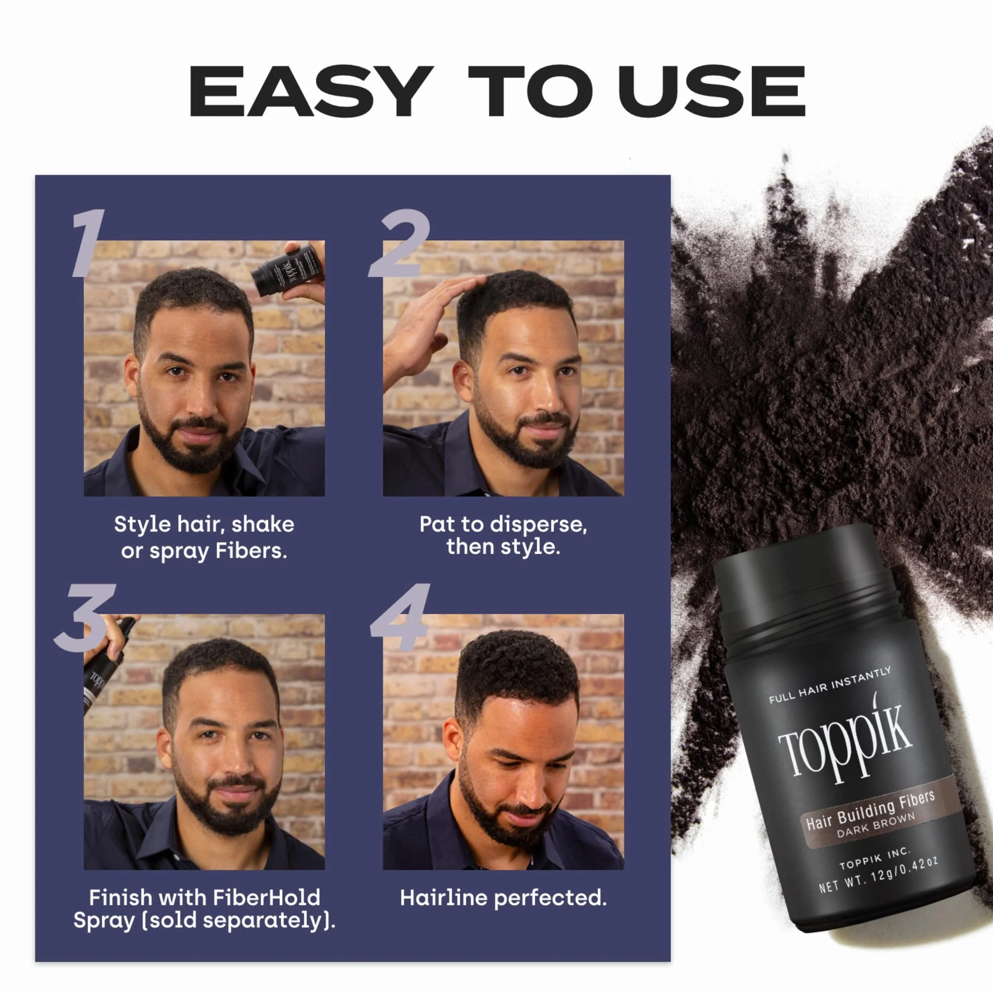 Toppik Hair Building Fibre Powder Medium Brown - Korektor do Włosów, Brody