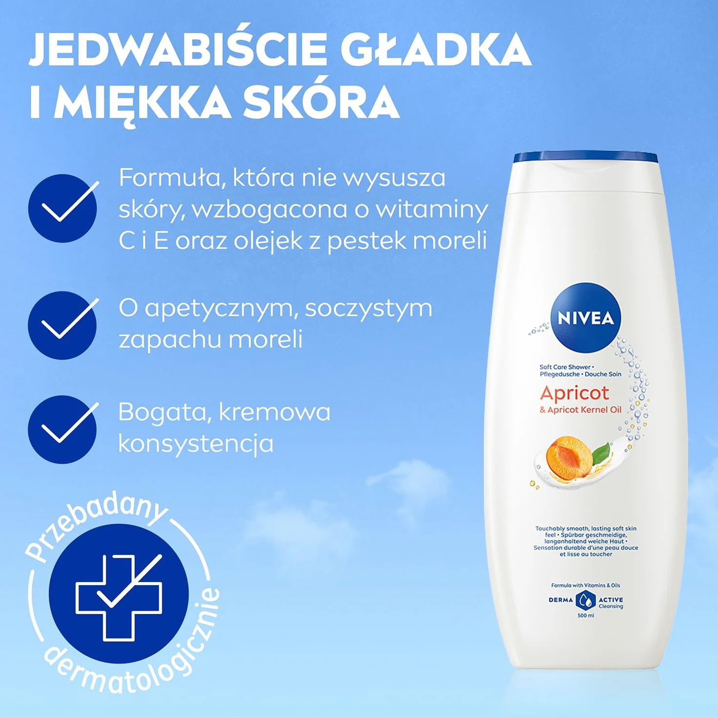 NIVEA Żel pod prysznic Apricot & Apricot Seed Oil z witaminami C i E 500 ml