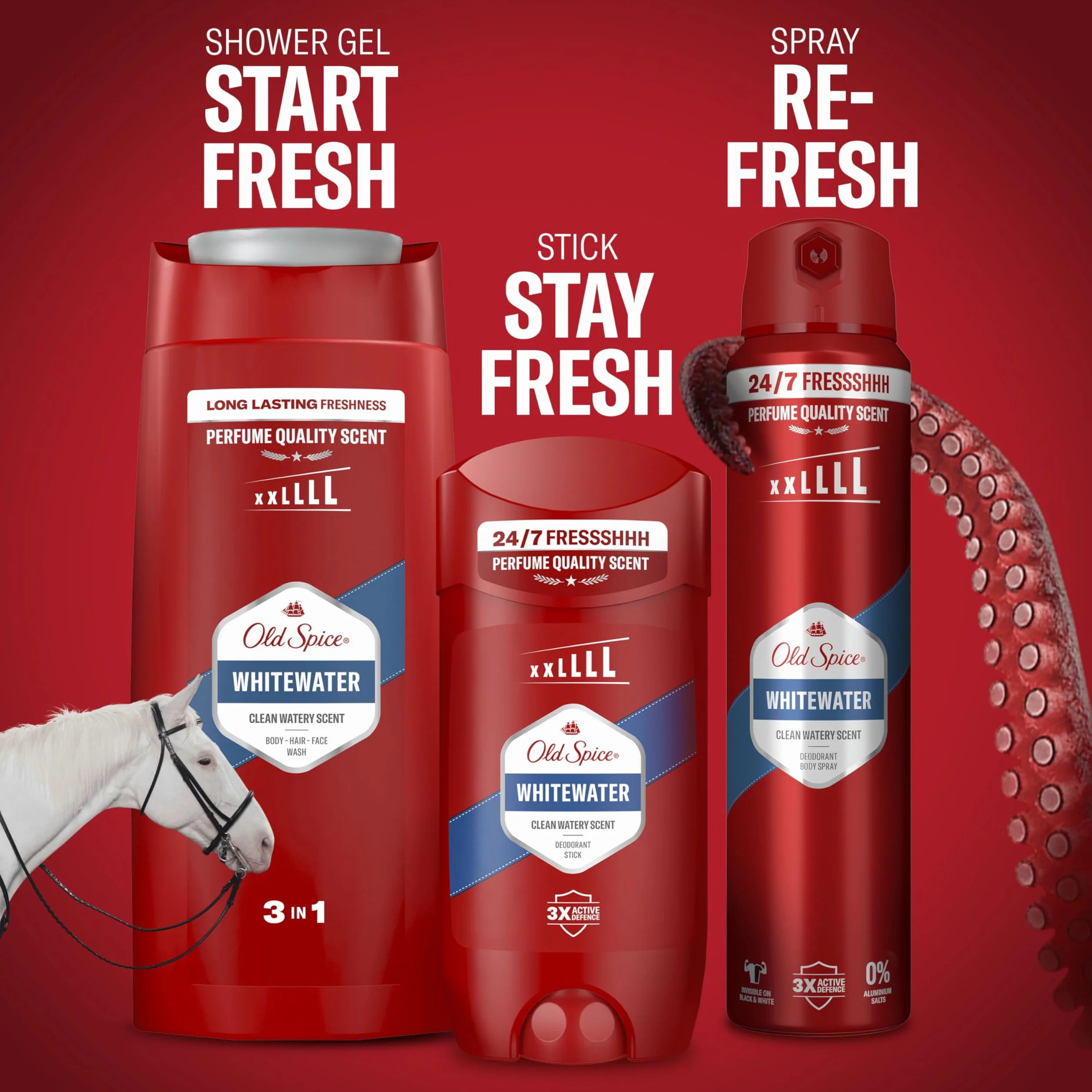 Old Spice Whitewater Dezodorant w sztyfcie dla mężczyzn 85ml, świeżość 24/7 przy codziennym stosowaniu, niewidoczny na czarno-białych ubraniach
