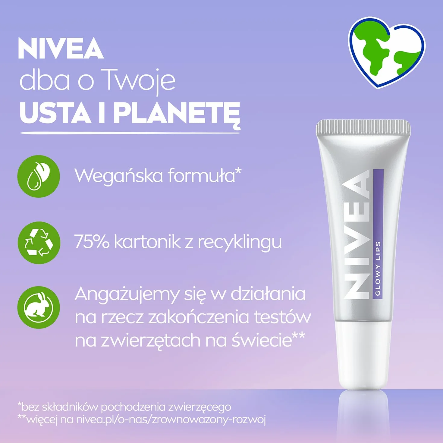NIVEA Glowy Lips Balm balsam do ust kwas hialuronowy witamina E gliceryna ekstrakt z magnolii 10 ml