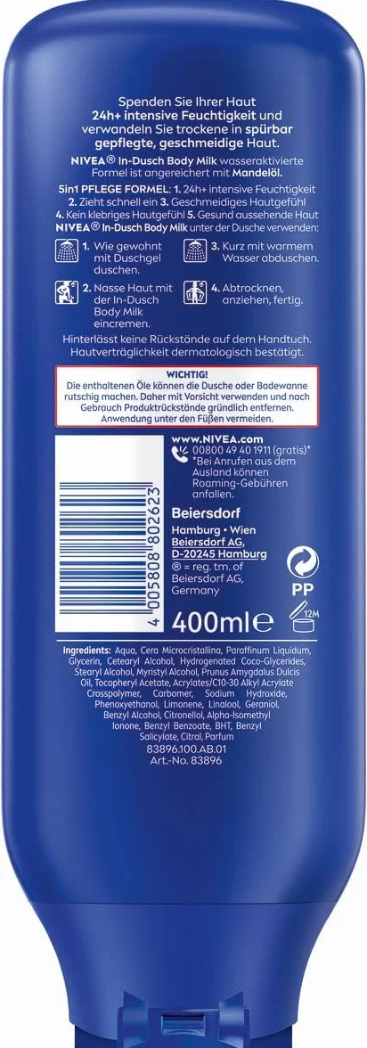 Nivea Body Milk In-Dusch Mleczko do Ciała pod Prysznic, 400 ml
