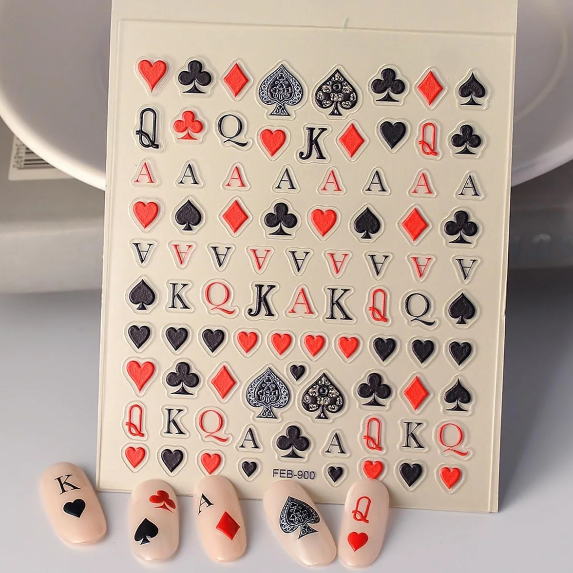 Poker naklejki na paznokcie 3D samoprzylepne do projektowania paznokci