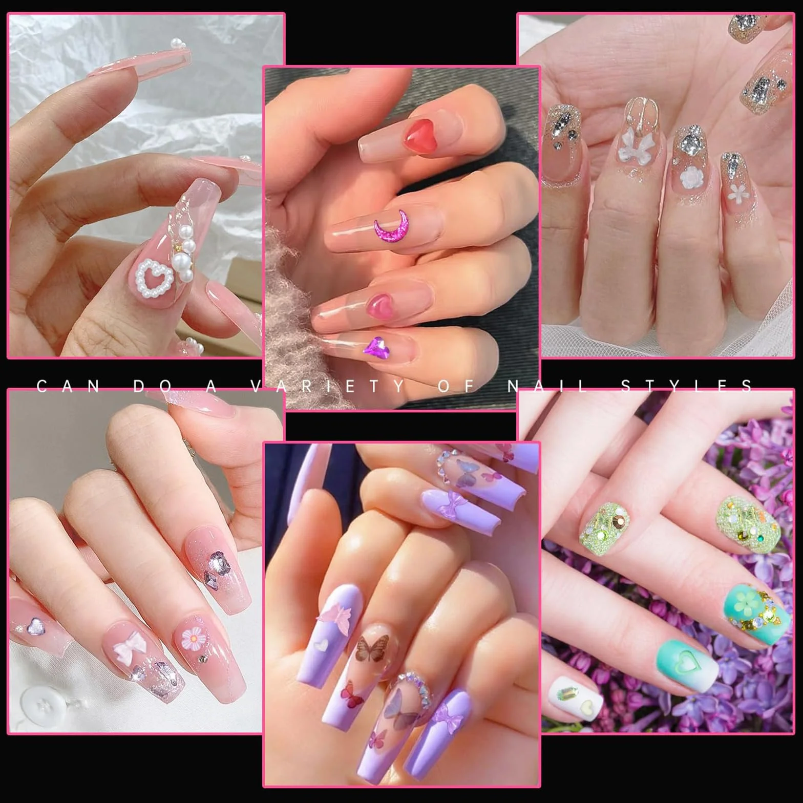 Kolorowe koraliki do paznokci 3D kwiaty serce gwiazdy żywica stras akcesoria manicure DIY