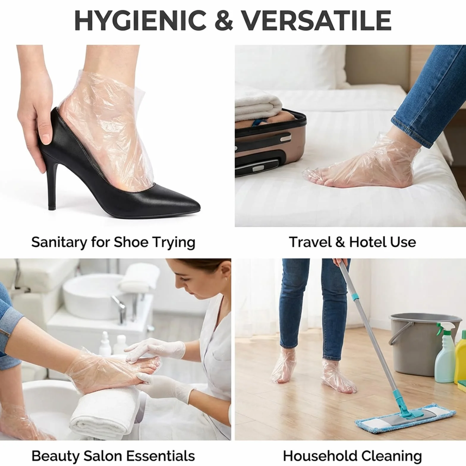 Plastikowe ochraniacze na stopy jednorazowe 100 sztuk do pedicure spa