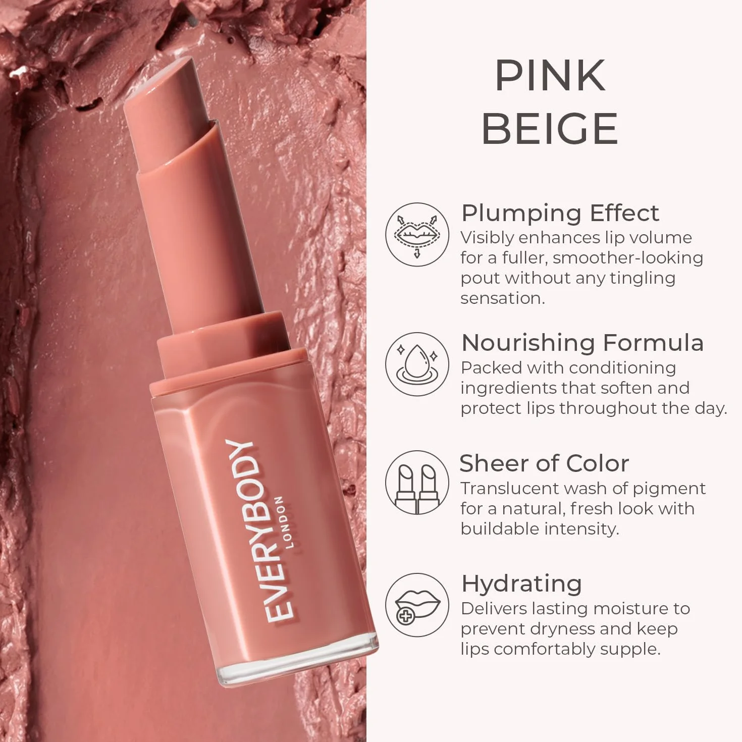 EVERYBODY LONDON Nawilżająca Pomadka Powiększająca Usta Pink Beige