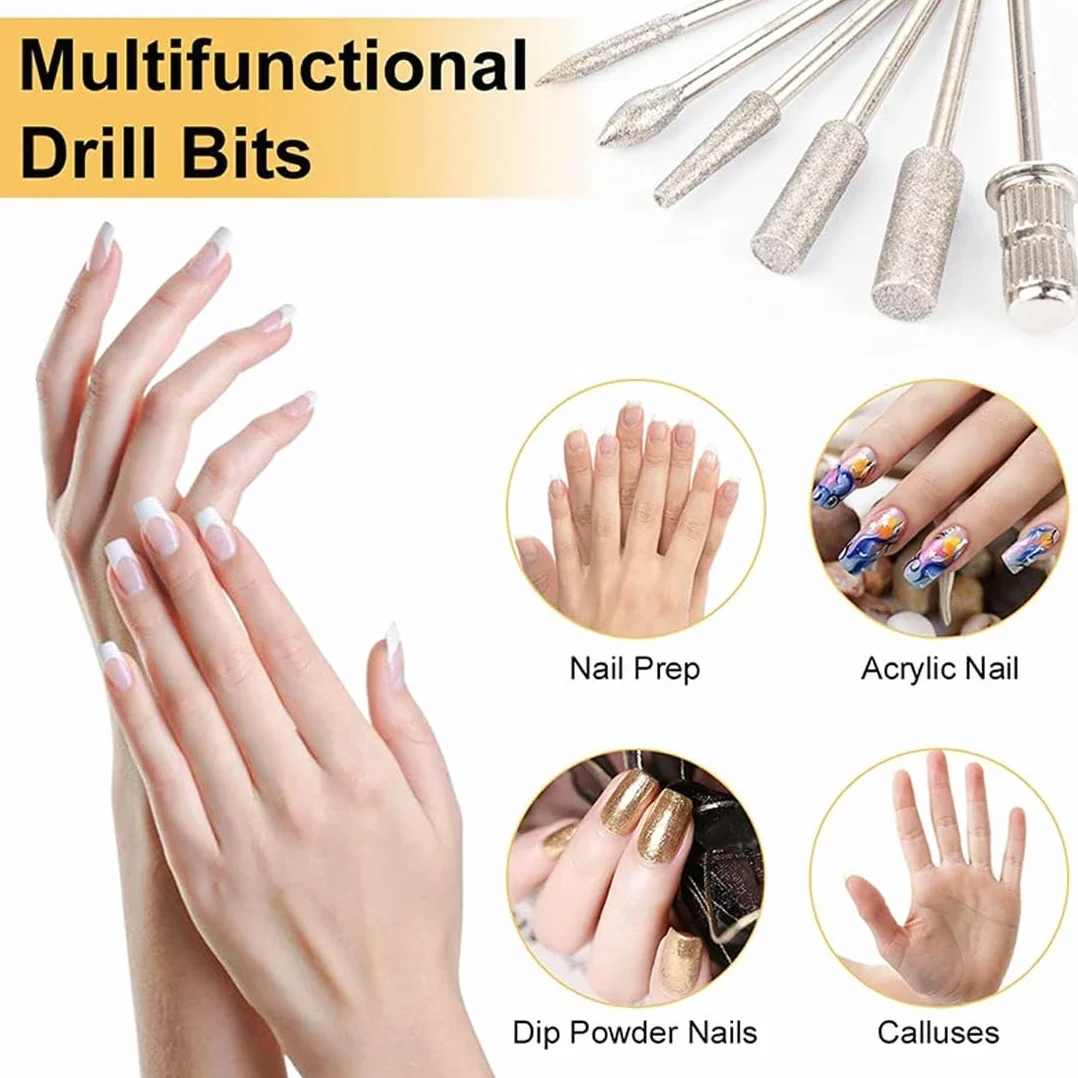 Zestaw 12 wierteł do paznokci z węglika wolframu do manicure pedicure