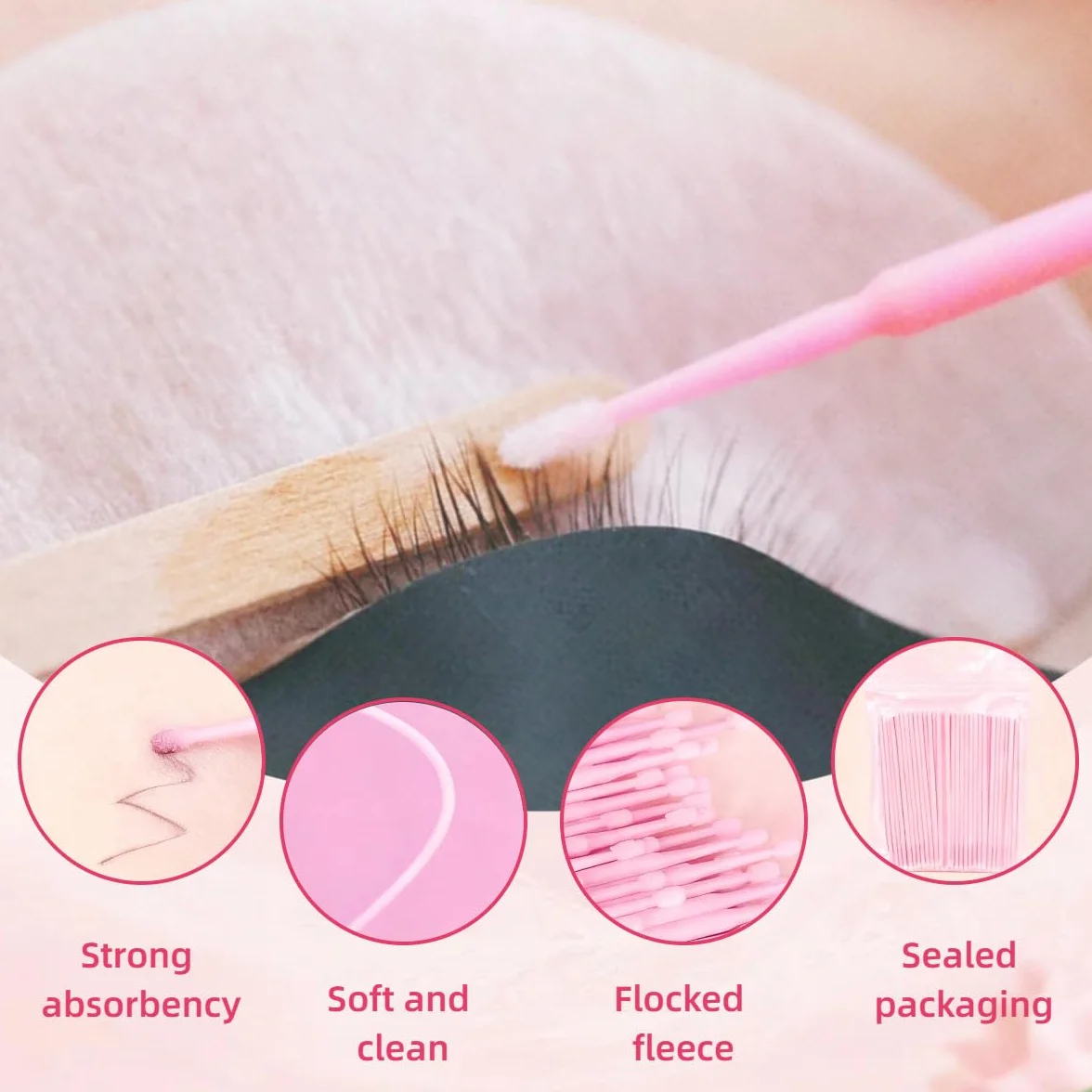 Lash Remover, krem do usuwania rzęs, przedłużanie rzęs z 100 wacikami, nadaje się do usuwania rzęs bez śladów, niskie podrażnienia, różowy, 5 g