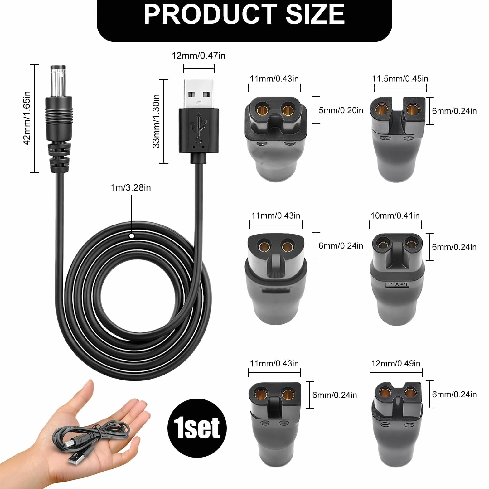 Flintronic Uniwersalny kabel zasilający USB 5V z 6 wtyczkami do Philips Norelco 7000/5000/3000