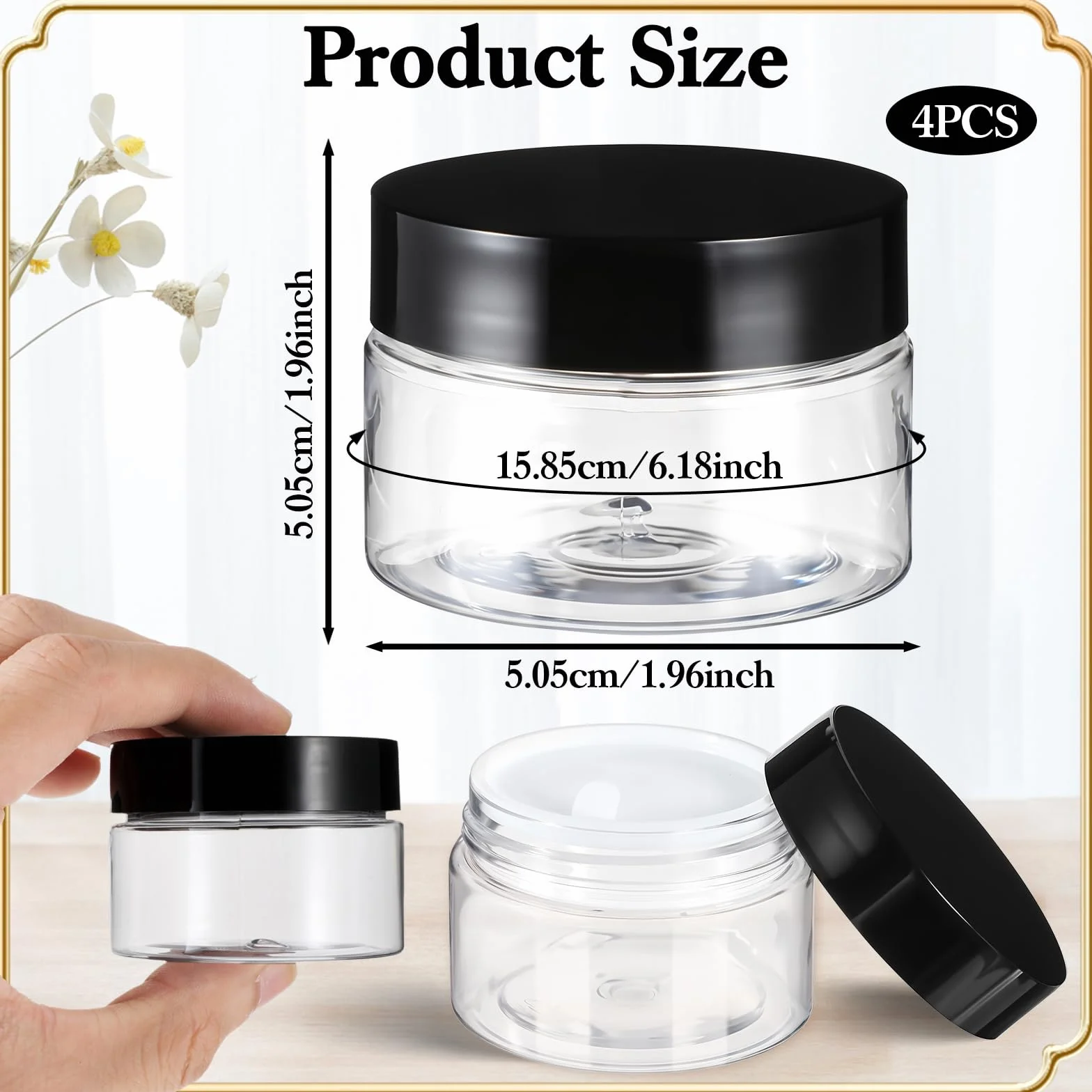 4 sztuki słoiczki, 30ml plastikowe słoiczki kremowe do napełnienia, słoiczki na balsam do ust, słoiczki kremowe, małe słoiczki na smary, pojemniki kremowe, puste słoiczki na kosmetyki, kremy
