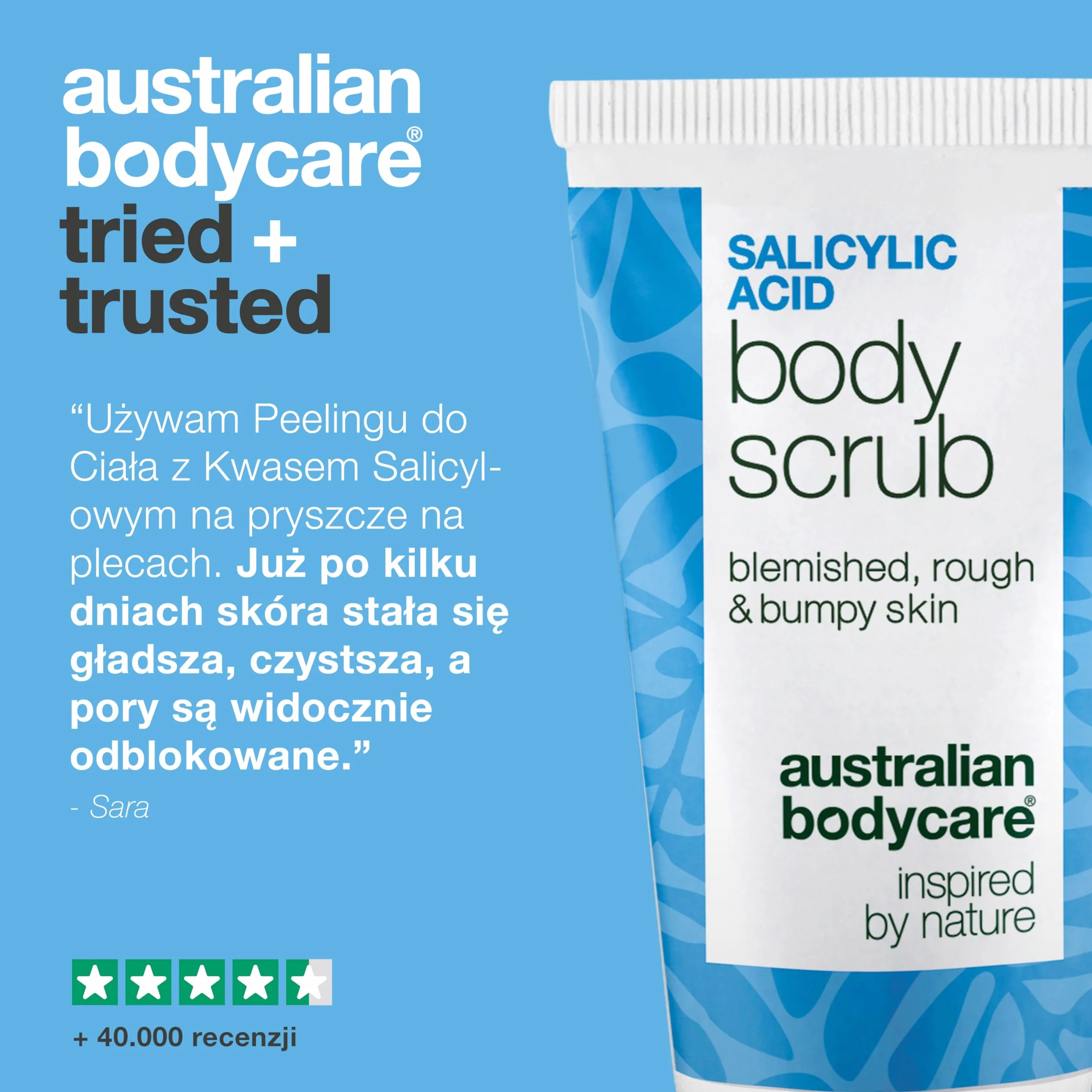 Peeling do ciała z kwasem salicylowym na trądzik, zaskórniki i niedoskonałości 50 ml