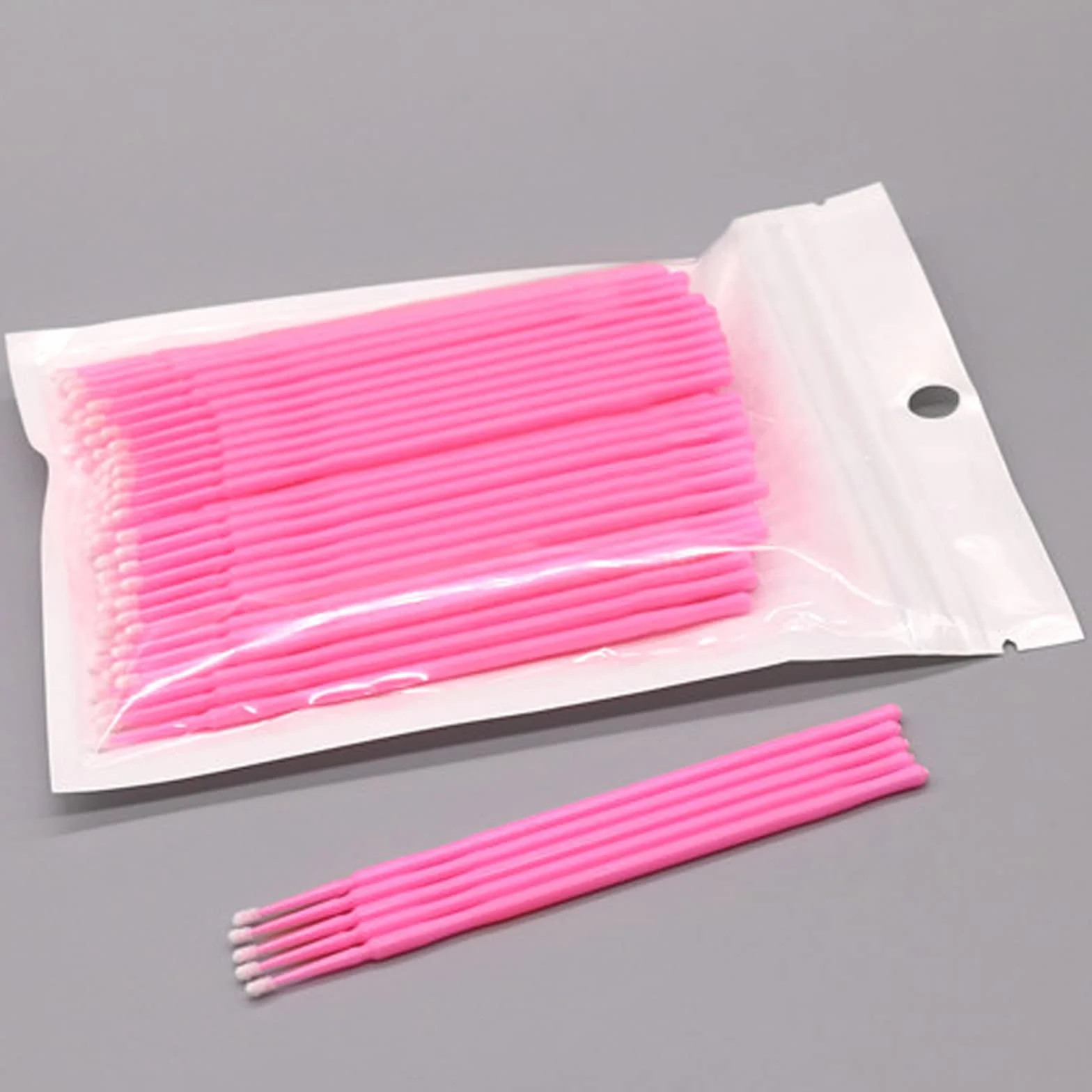 Mikroszczoteczki do przedłużania rzęs 1,5 mm, jednorazowe, różowe, 100 sztuk