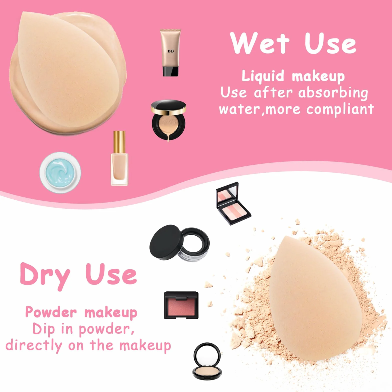 WLLHYF 12 sztuk mini gąbek do makijażu, zestaw do mieszania, małe miksery, podkłady do pudru, kremu, gąbek kosmetycznych (czarny + kolor skóry
