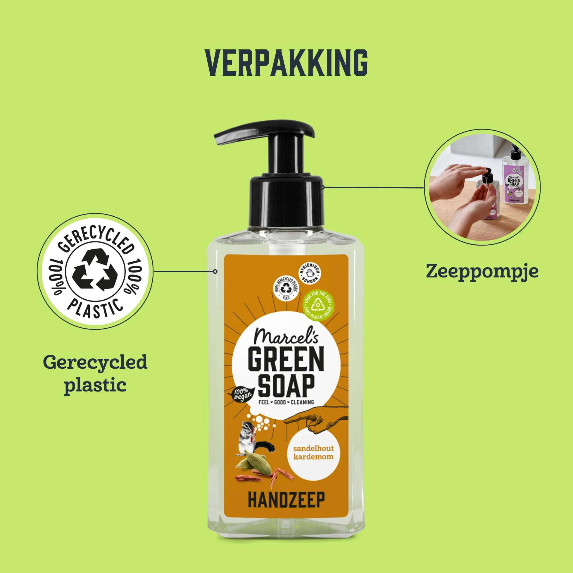 Marcel's Green Soap - Mydło do rąk, drzewo sandałowe i kardamon, dozownik mydła w płynie, przyjazne dla środowiska, wegańskie, w 97% biodegradowalne, 250 ml