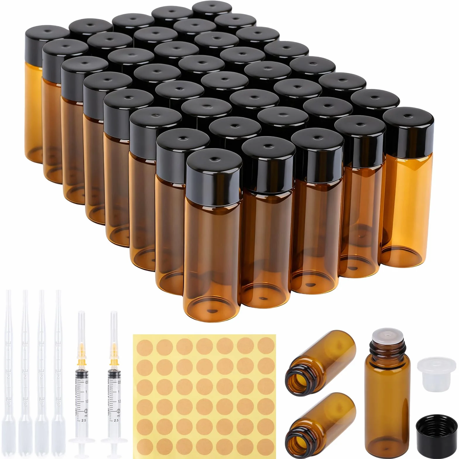 Butelki szklane 5 ml z pipetą UV odporne szczelne wielokrotnego użytku 40 sztuk