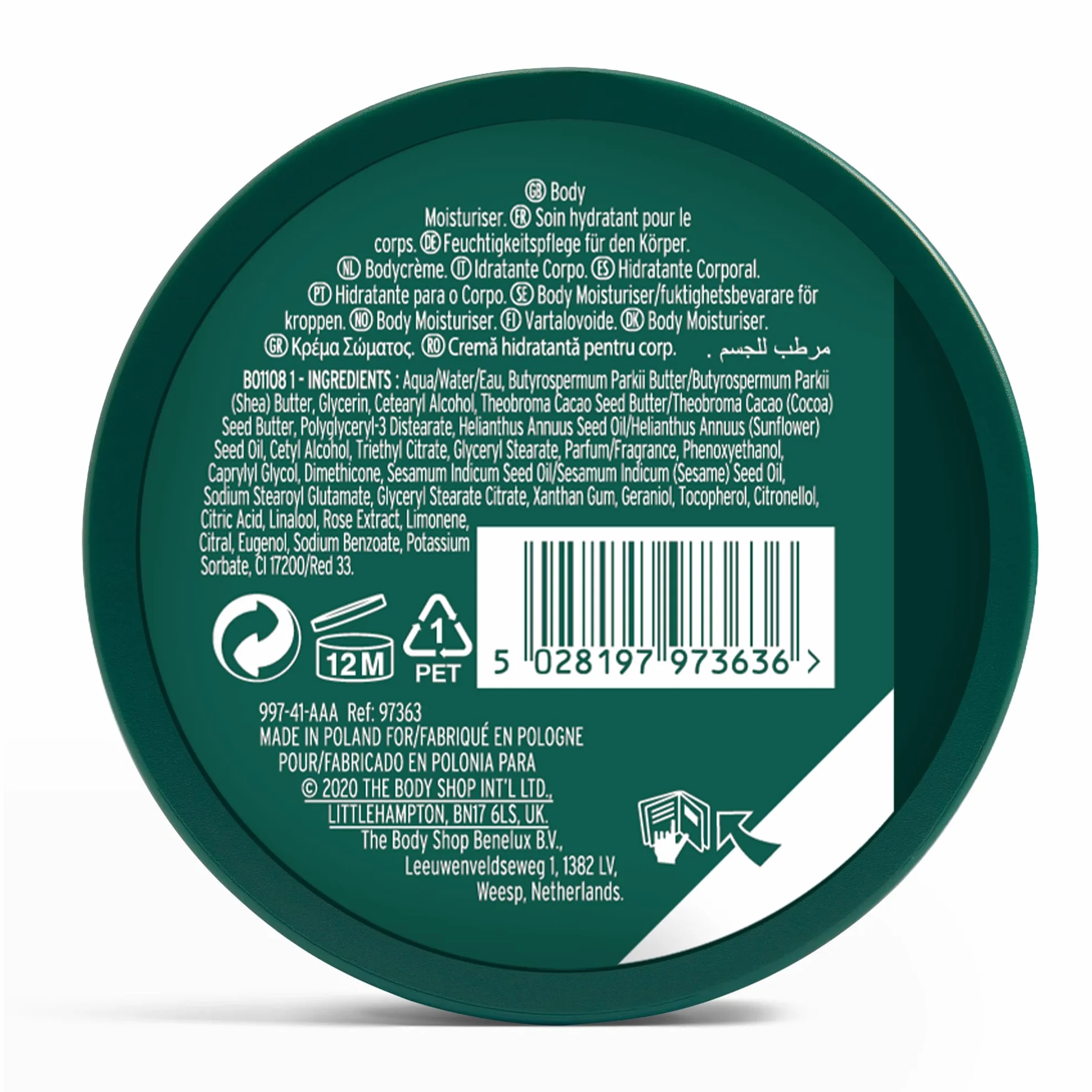 The Body Shop British Rose masło do ciała, 24 h, 1 opakowanie (1 x 1136 sztuk)