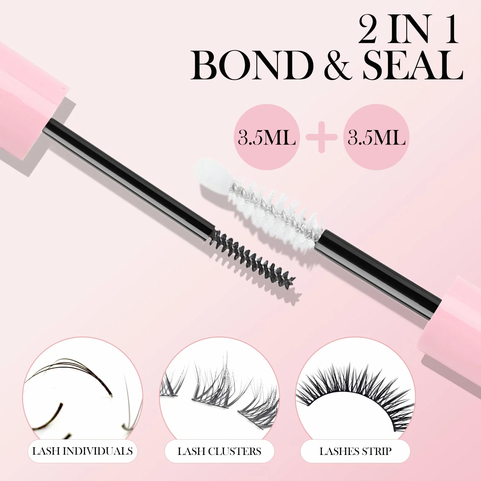 Klej do rzęs 2 w 1 Bond i Seal, czarny klej do przedłużania rzęs, wodoodporny i utrzymuje się przez 7 dni, Long Lasting Eyelash Glu, aplikacja DIY Beauty Home