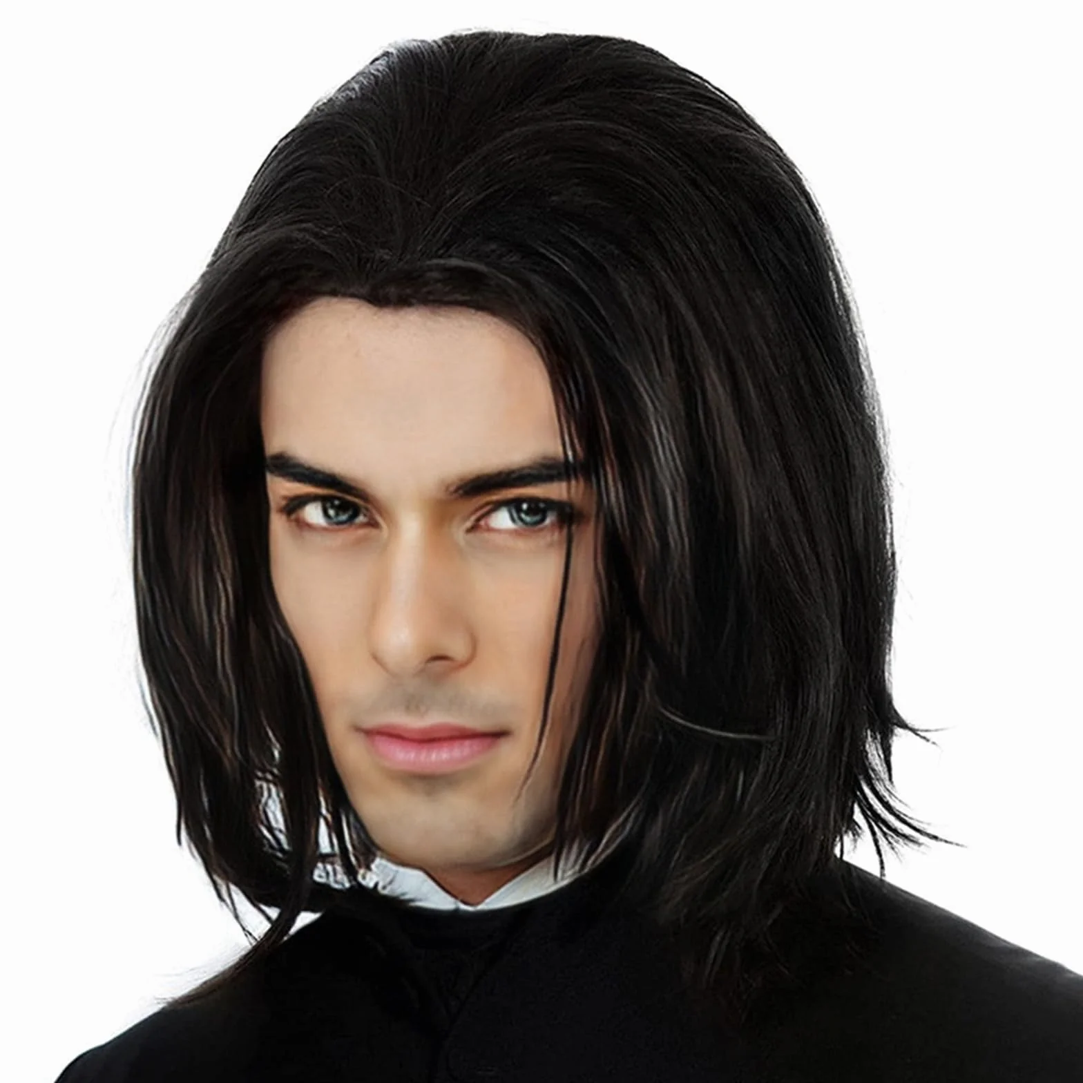 Długa peruka męska czarna na Halloween karnawał Cosplay Hippie Rock
