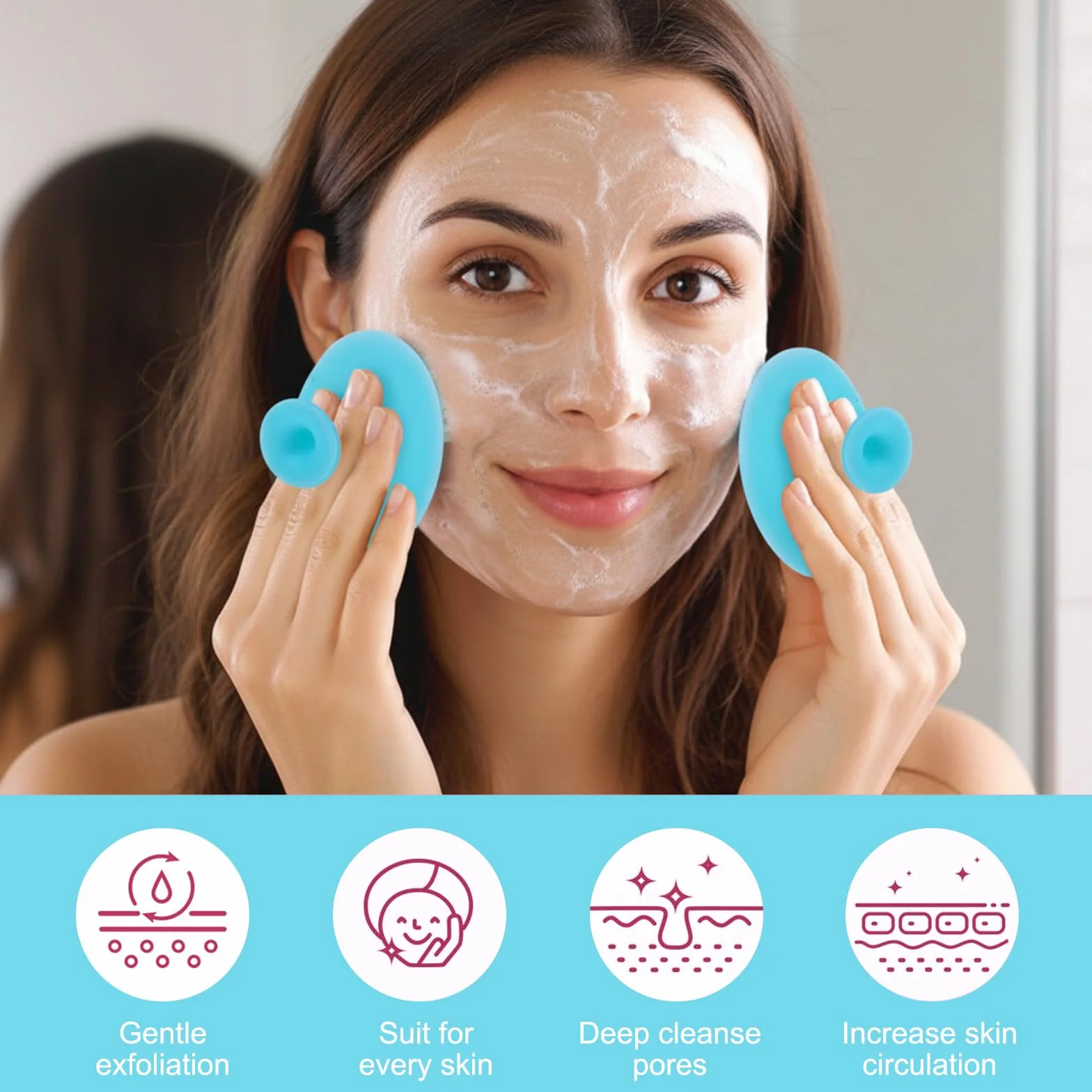 Qianyu Silikonowy peeling do twarzy złuszczający masażer do ust szczotka miękka podkładka do mycia twarzy ręczna maska na twarz szczotka peeling zaskórników narzędzie do pielęgnacji skóry dla kobiet