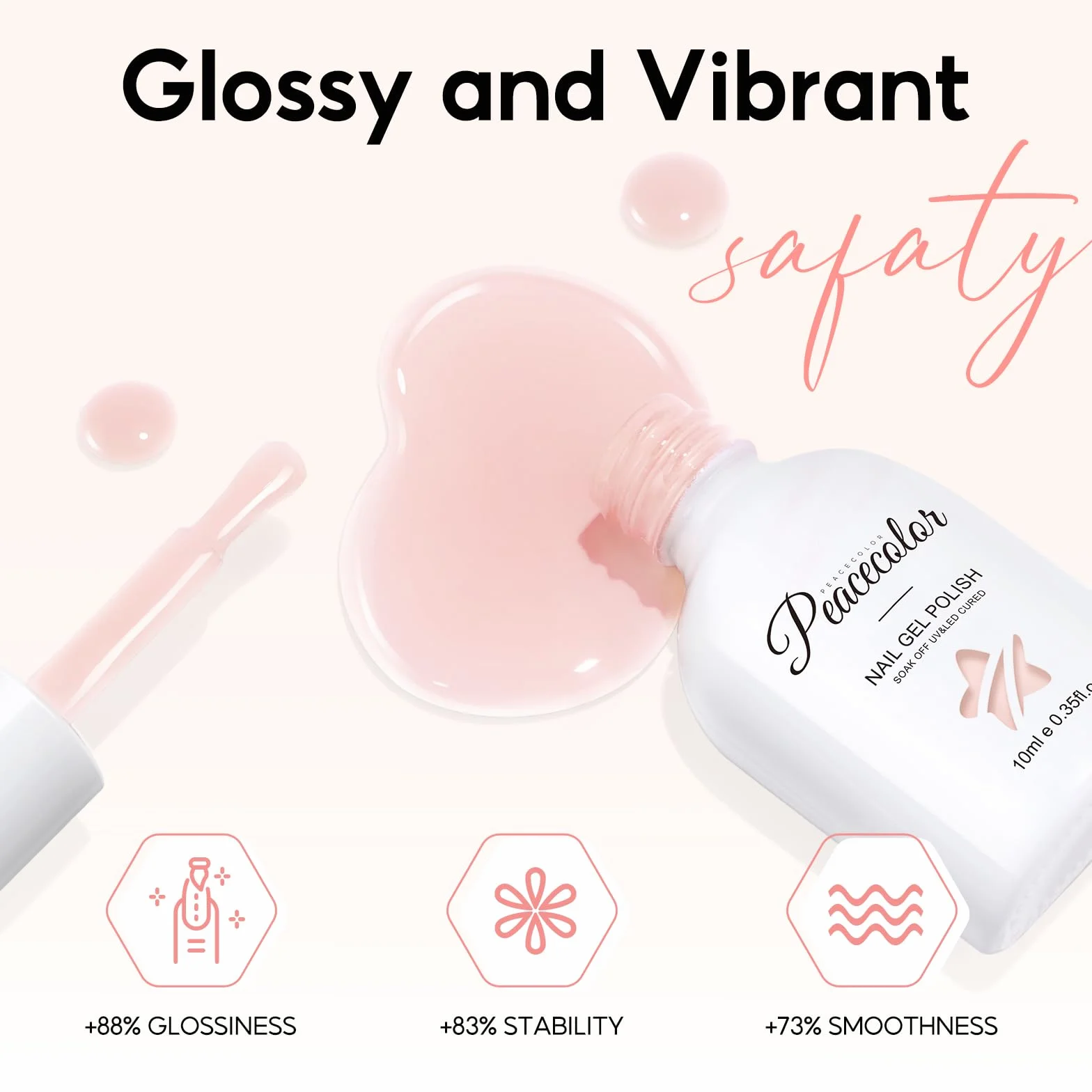 PEACECOLOR Lakier do paznokci UV Przezroczysty żelowy 10 ml Soak-Off Trwały