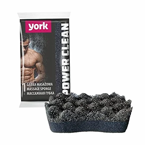 York Gąbka do masażu (czarna) – gąbka pod prysznic dla mężczyzn – dwuwarstwowa gąbka do kąpieli – ergonomiczna gąbka do całego ciała – idealna do domowego spa