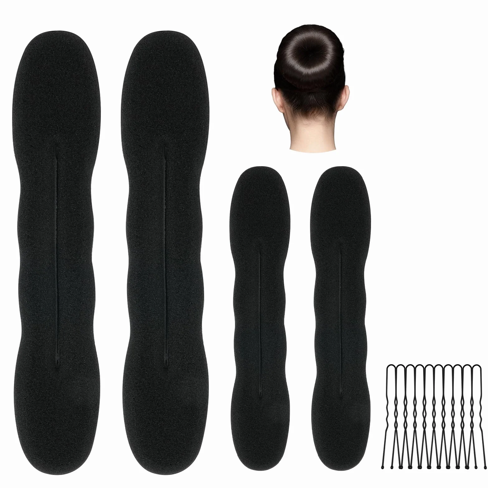 Zestaw URAQT Magic Bun, 4 sztuki, kok do włosów, urządzenie do robienia koków Donut Bun, 2 duże i 2 małe, typ A
