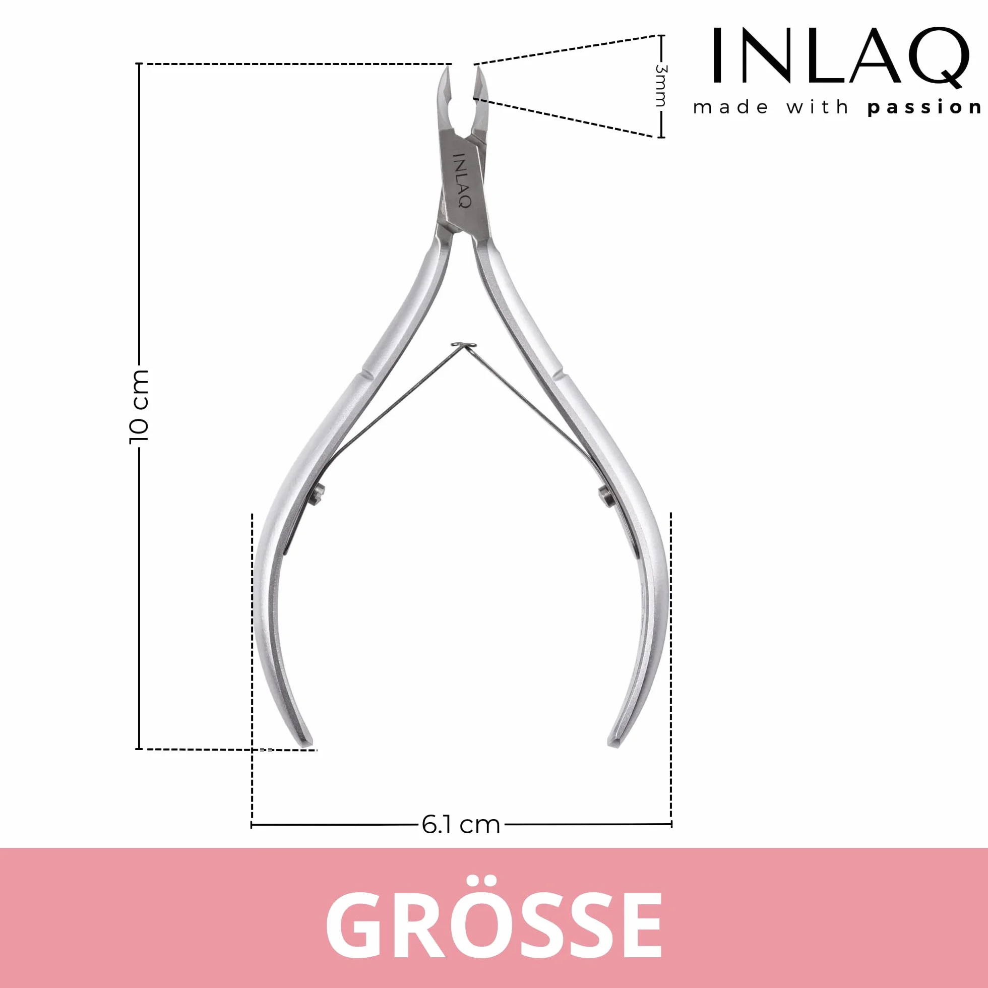INLAQ® Cążki do Paznokci 3mm Stal Nierdzewna Ergonomiczny Uchwyt