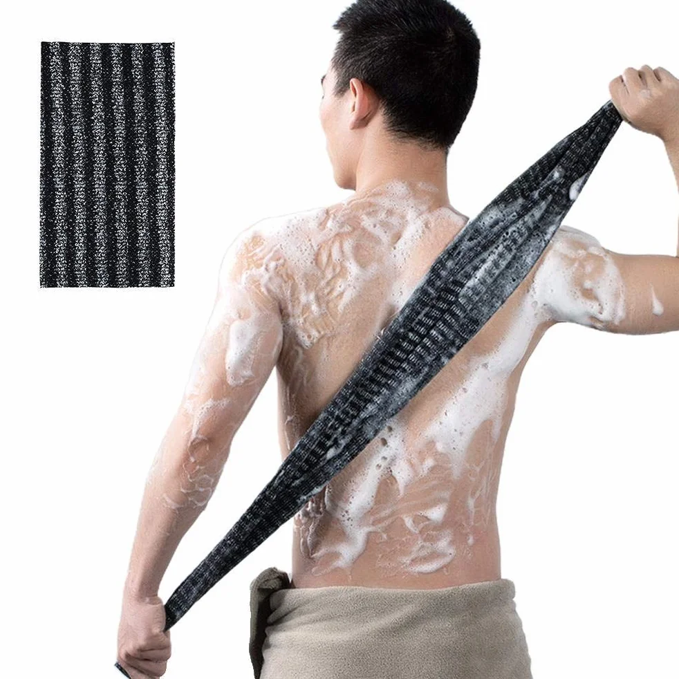Złuszczający Peeling do Pleców Pod Prysznic Myjka Ręcznik Czarne paski