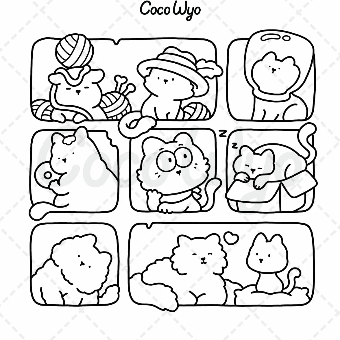 The Little Cat: Cozy Life of Kitty Coloring Book for Adults and Teens