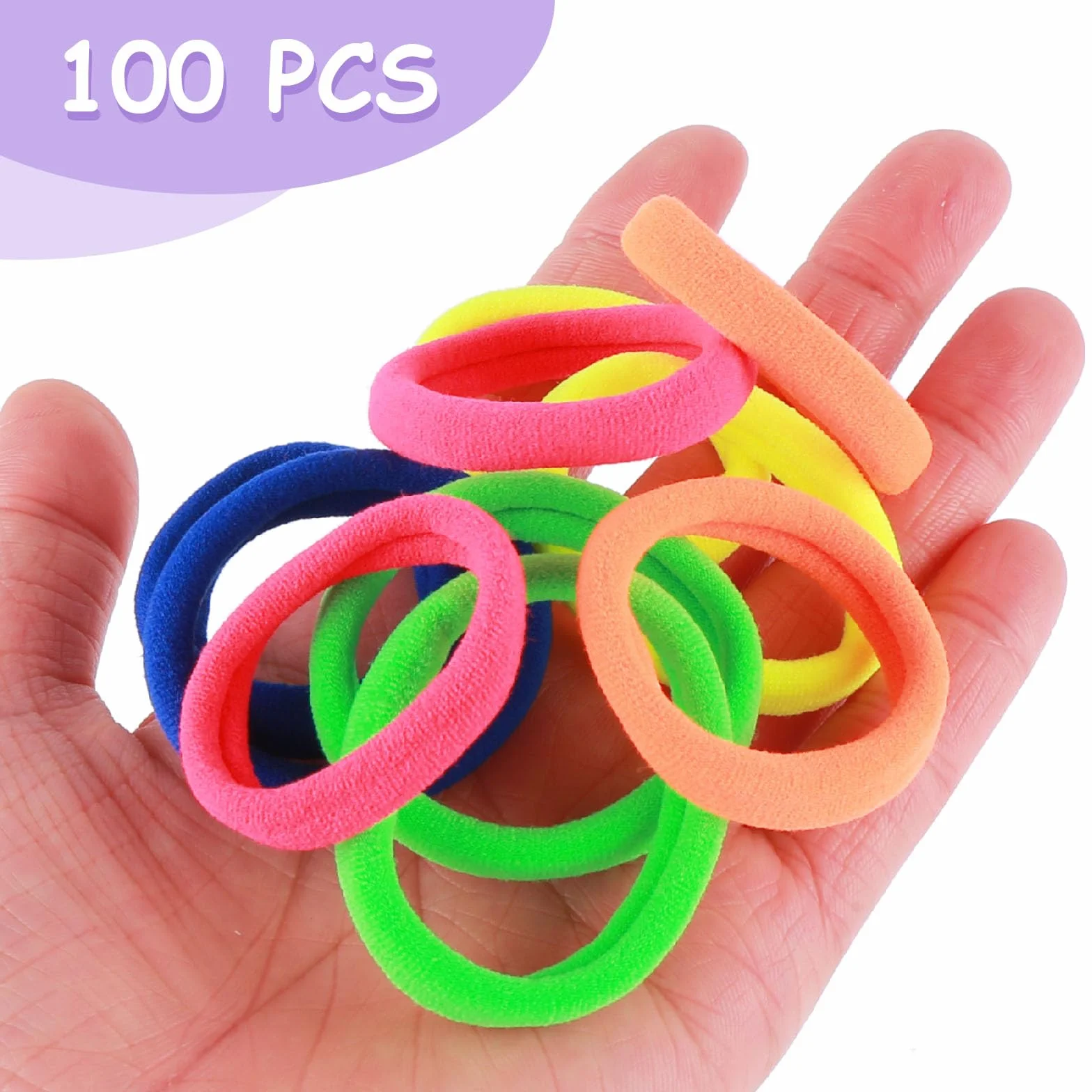 Gumki do włosów elastyczne 100 sztuk fluorescencyjne 4 mm