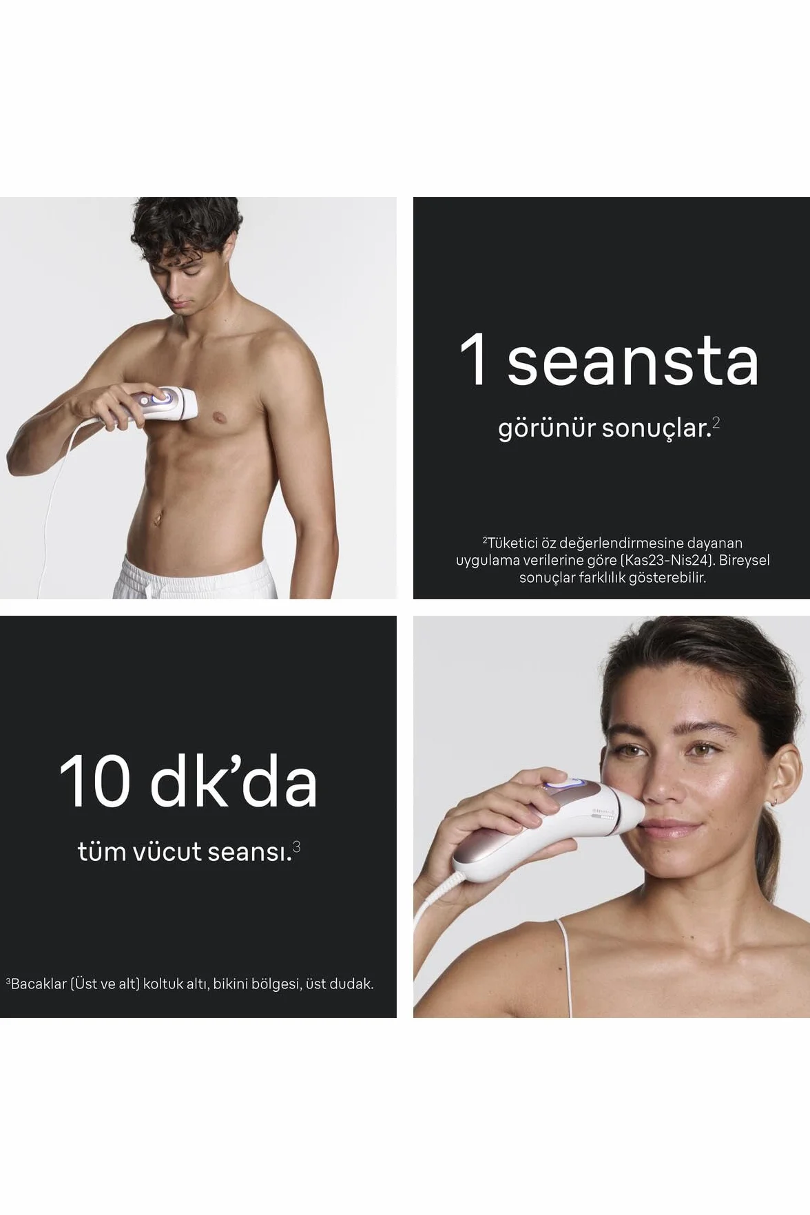 Braun Lumiere Pulsee Intelligent Skin i·expert PL7431 biały brązowy przewodowa depilator IPL 4 głowice aplikacja