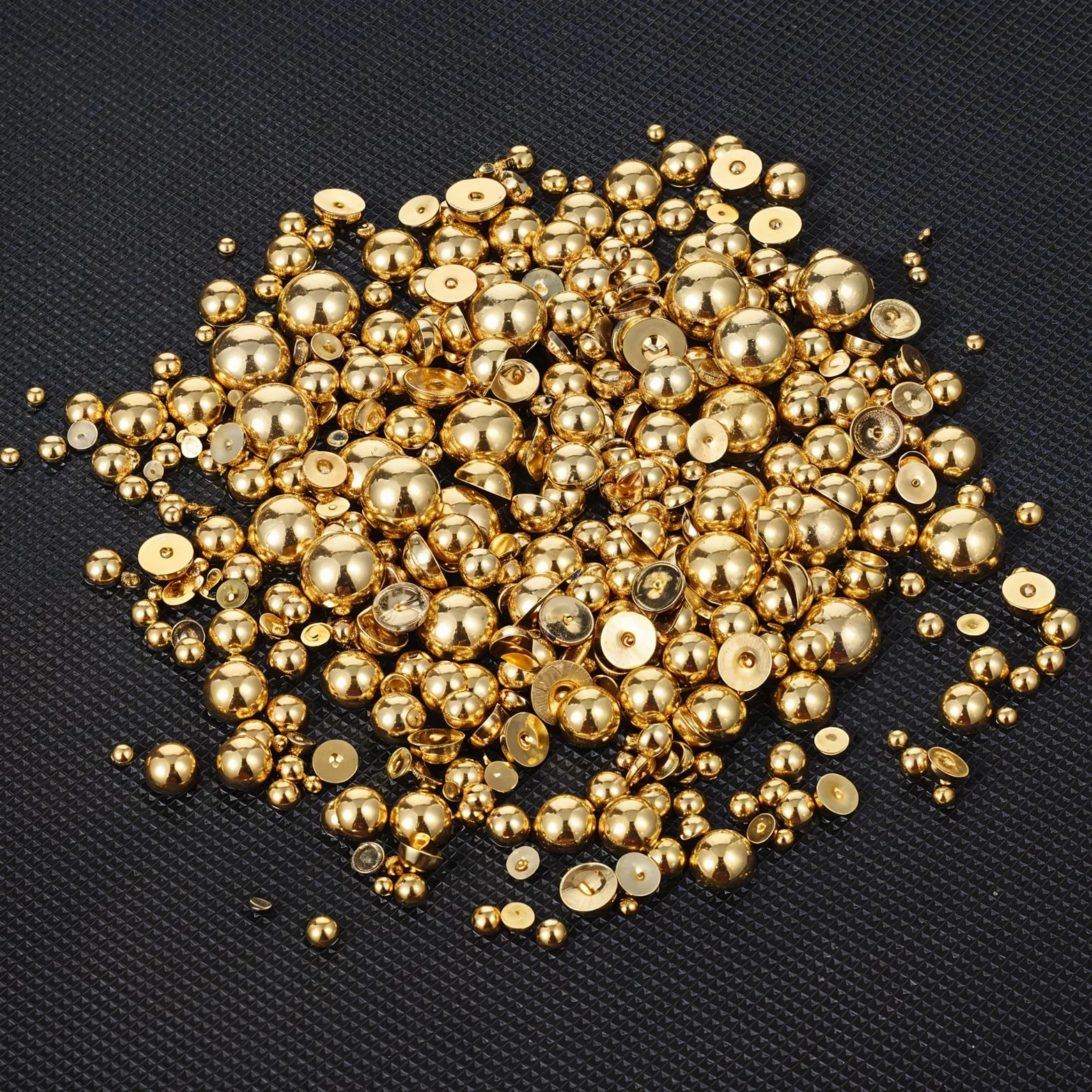 Złote płaskie perły z płaskim tyłem, sztuczne perły, półkula, płaskie koraliki, różne rozmiary, 2 mm, 8 mm, złote brzoskwinie, płaskie koraliki perłowe do samodzielnego wykonania zdobienia paznokci