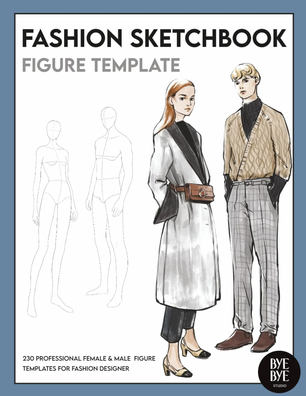 Fashion Sketchbook Figure Template: This professional Fashion Illustration Sketchbook contains 230 female & male fashion figure templates