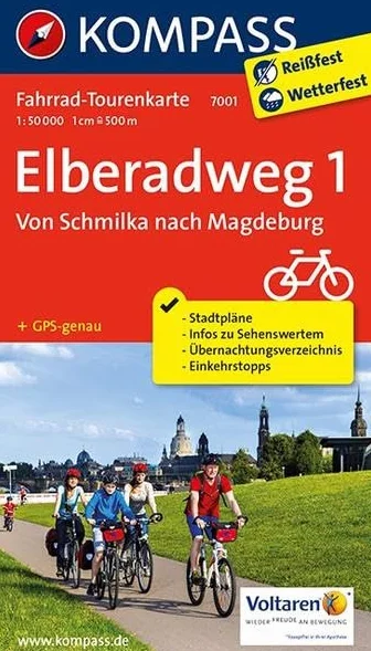 Kompass FTK7001 Elberadweg 1, Von Schilka nach Magdeburg: Fietsroutekaart 1:50 000: 7001