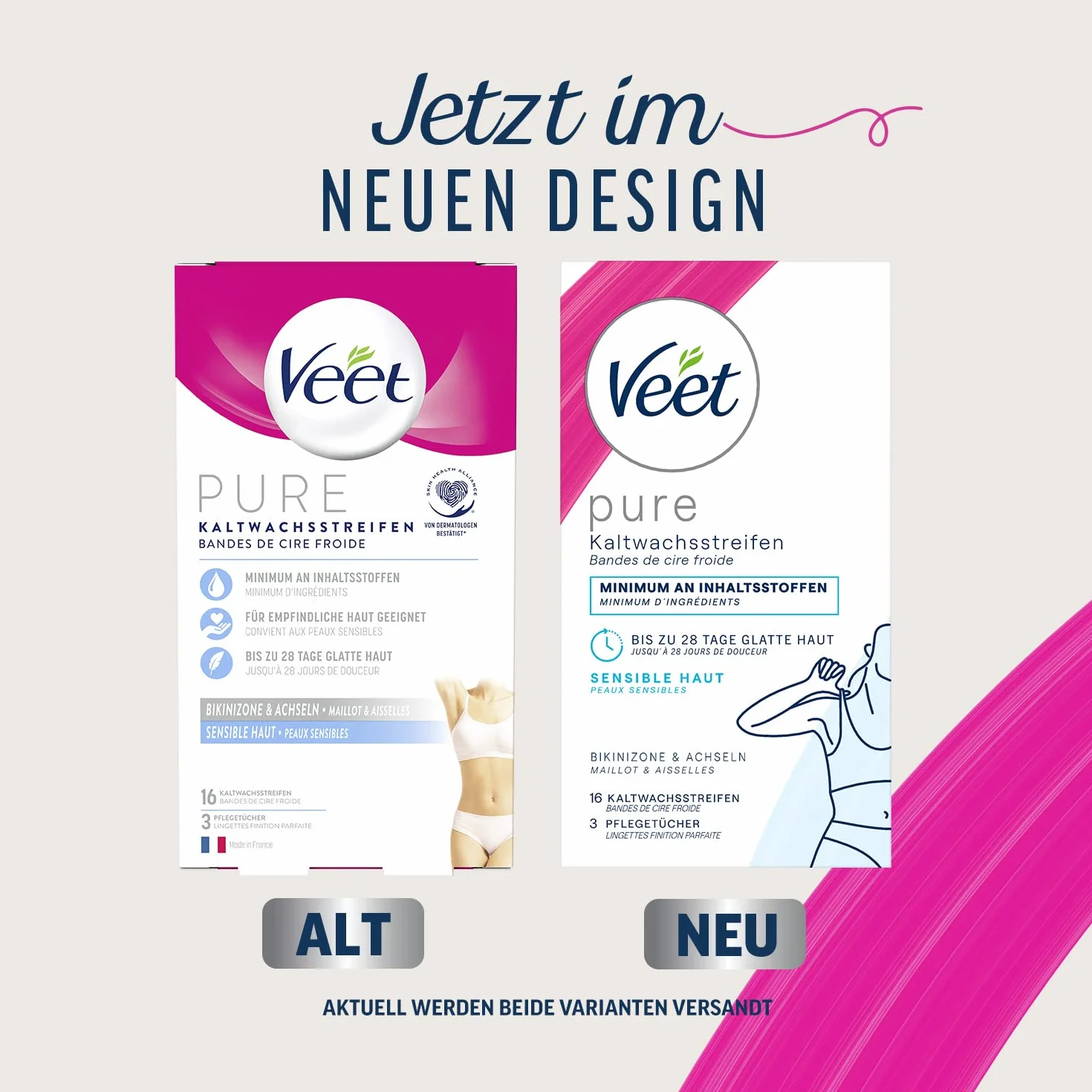 Veet paski z zimnego wosku do bikini i pachy skóra wrażliwa 16 sztuk