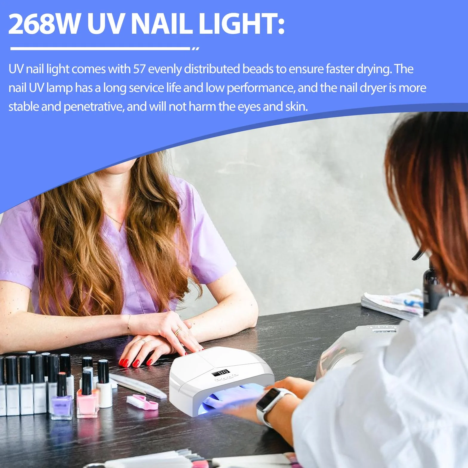 Lampa LED UV do paznokci, 268 W, lampa do paznokci z 4 timerami, wyświetlacz LCD, zdejmowana podstawa, lampa UV do paznokci żelowych, suszarka do paznokci, lampa LED do wszystkich żelów, przenośna do