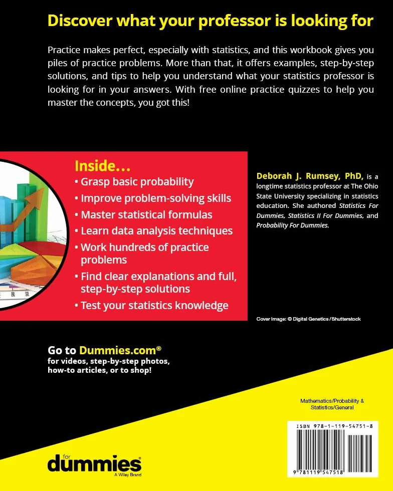Statistics Workbook for Dummies with Online Practice